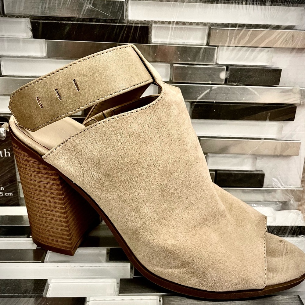 Indigo Road suede, strapped, peep toe heel